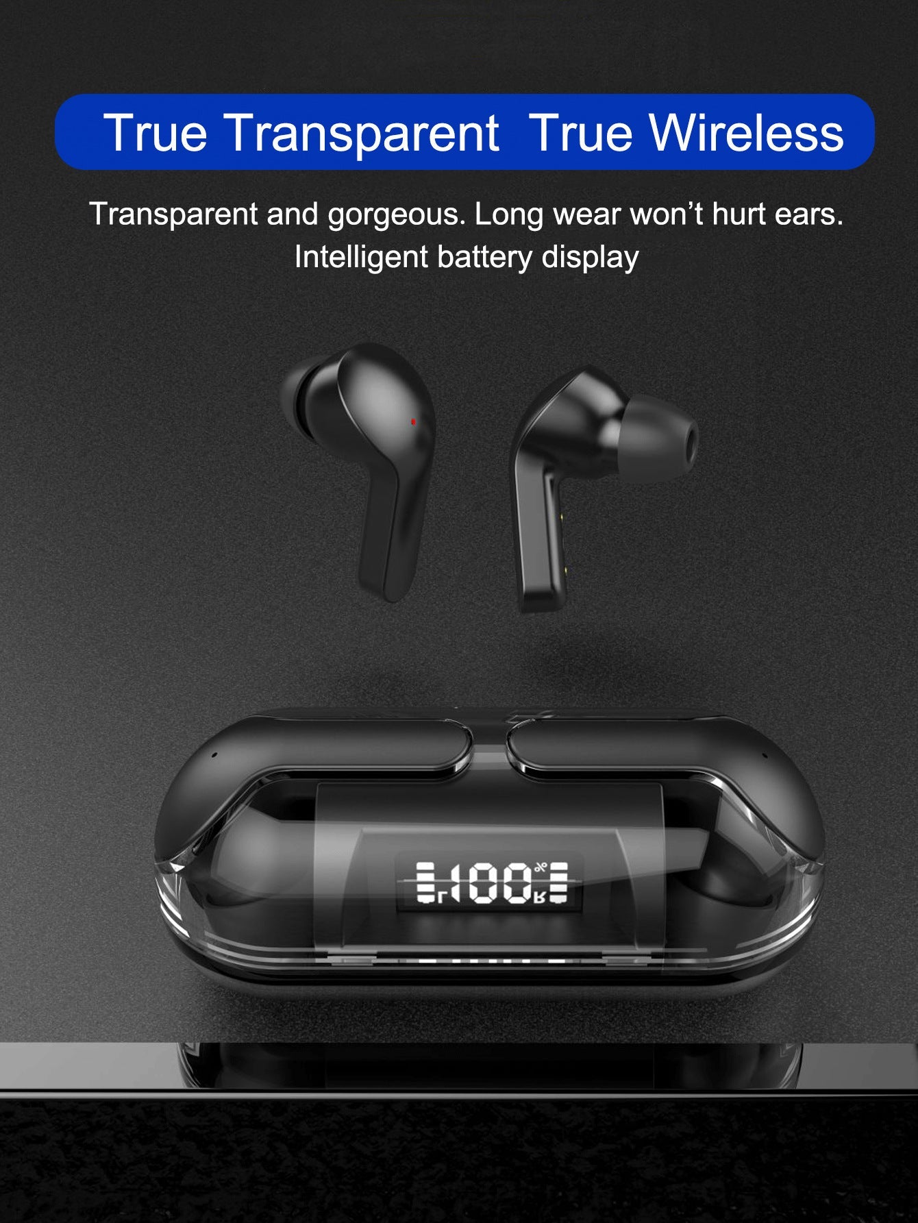 Earbuds Wireless Crystal Transparent Bluetooth 5.3